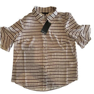 Portmans Button Up Blouse Womens Sz 8 NEW with tag Short Flutter Sleeves